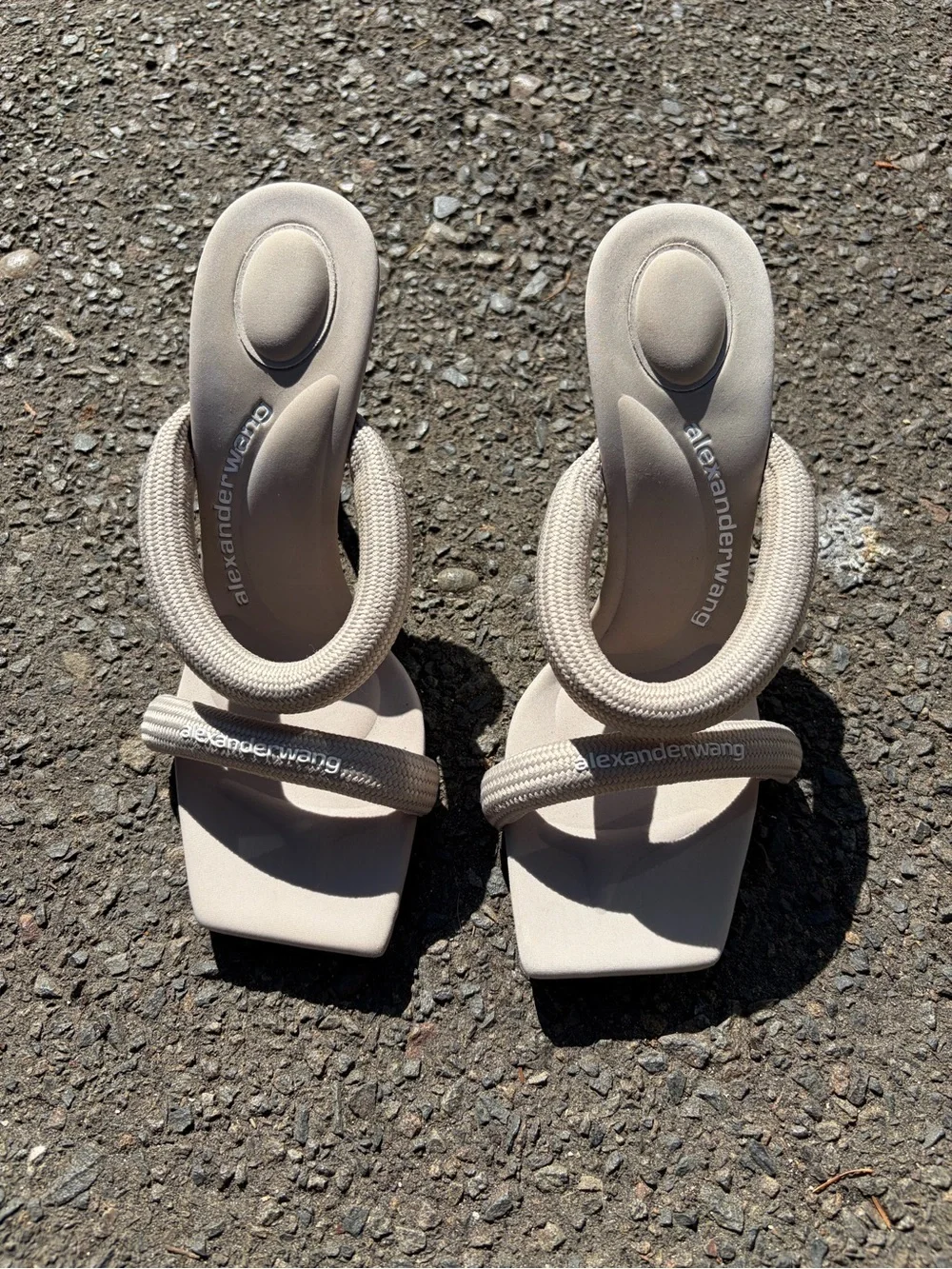 Alexander Wang Beige Loop-Strap Heeled Sandals - Picture 1 of 3